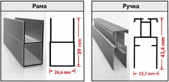 чертеж и размеры дверного профиля